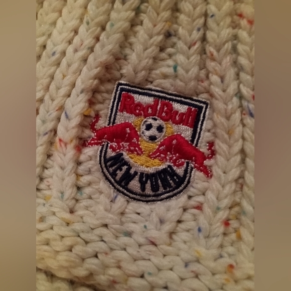Unisex NY Red Bull Adidas Pom Pom Stocking Hat Multi Colored - Picture 5 of 5